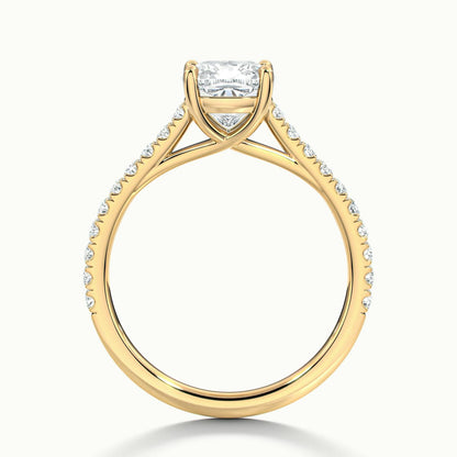 Talia Scallop 1 Carat Cushion Lab Grown Diamond Solitaire Engagement Ring in 14K Yellow Gold - view 3