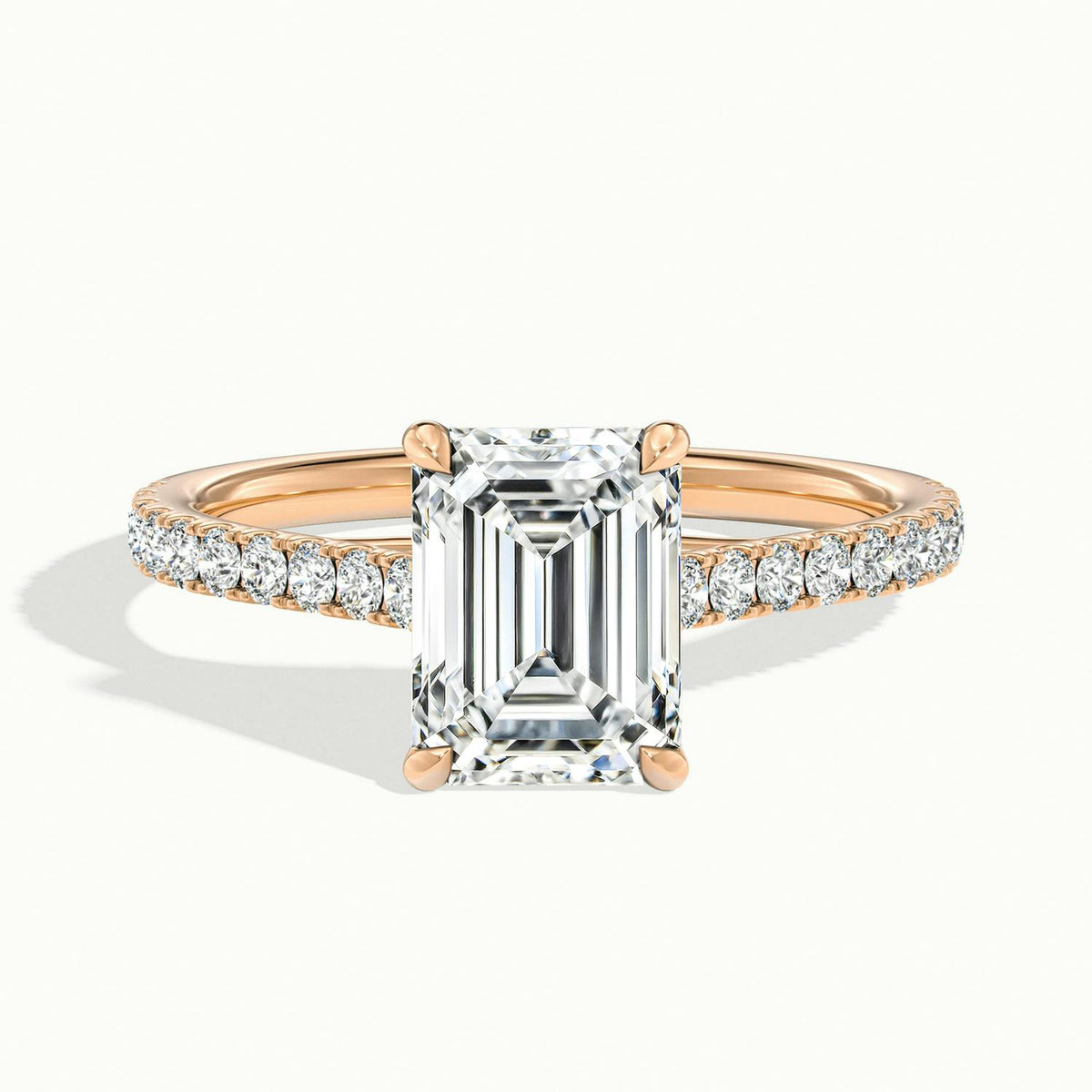 Talia Scallop 2 Carat Emerald Lab Grown Diamond Solitaire Engagement Ring in 18K Rose Gold - view 1