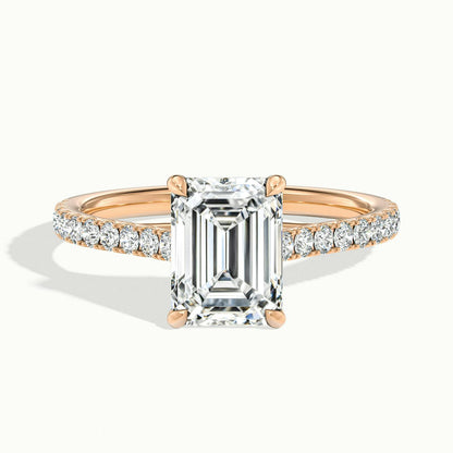 Talia Scallop 2 Carat Emerald Lab Grown Diamond Solitaire Engagement Ring in 18K Rose Gold - view 1