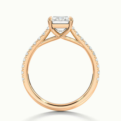 Talia Scallop 2 Carat Emerald Lab Grown Diamond Solitaire Engagement Ring in 18K Rose Gold - view 3