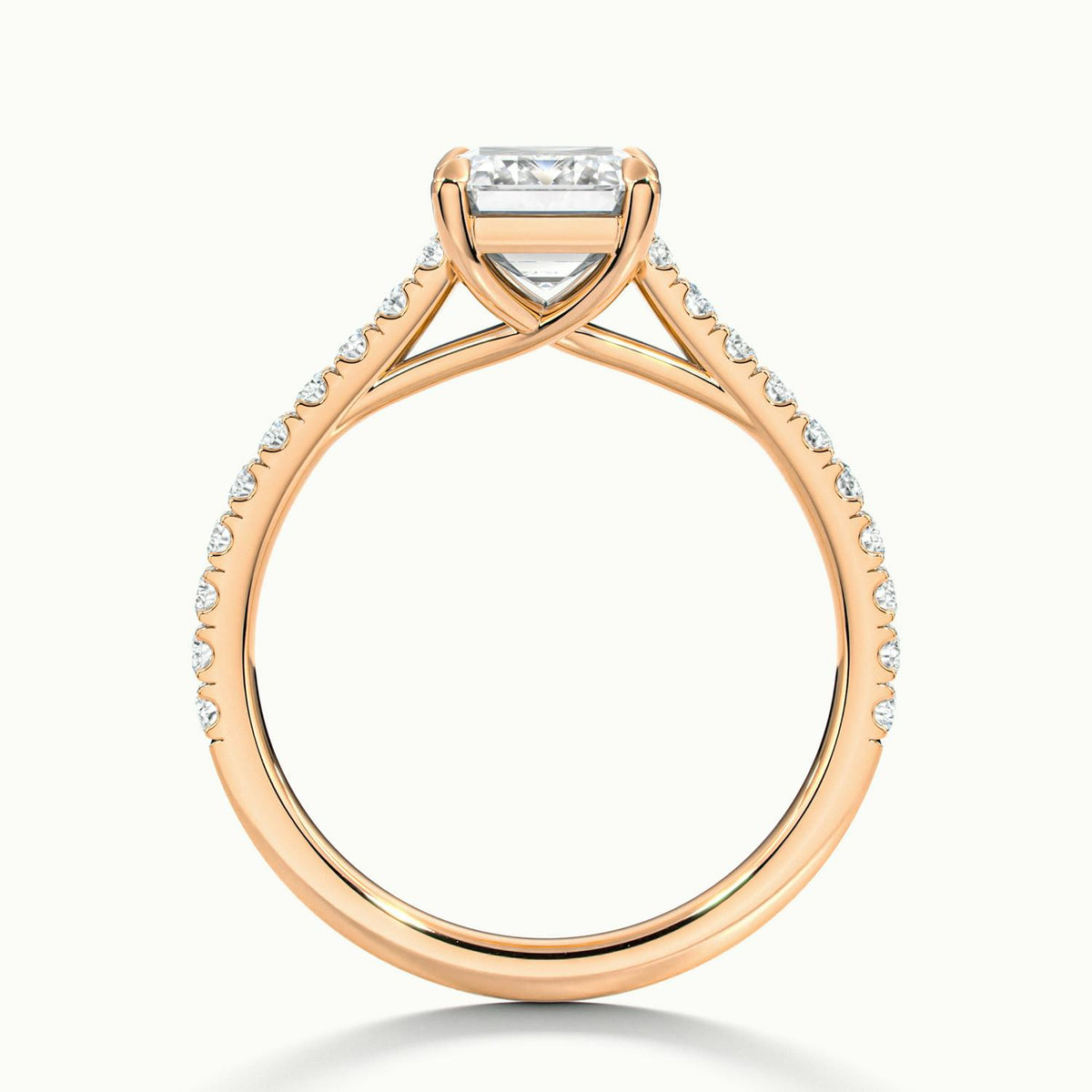 Talia Scallop 2 Carat Emerald Lab Grown Diamond Solitaire Engagement Ring in 14K Rose Gold - view 3