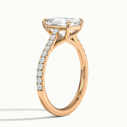 Talia Scallop 2 Carat Emerald Lab Grown Diamond Solitaire Engagement Ring in 18K Rose Gold - view 4