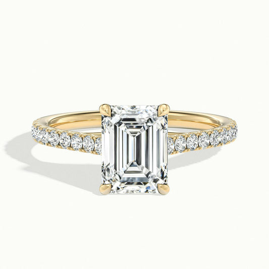 Talia Scallop 1.5 Carat Emerald Lab Grown Diamond Solitaire Engagement Ring in 10K Yellow Gold - view 1