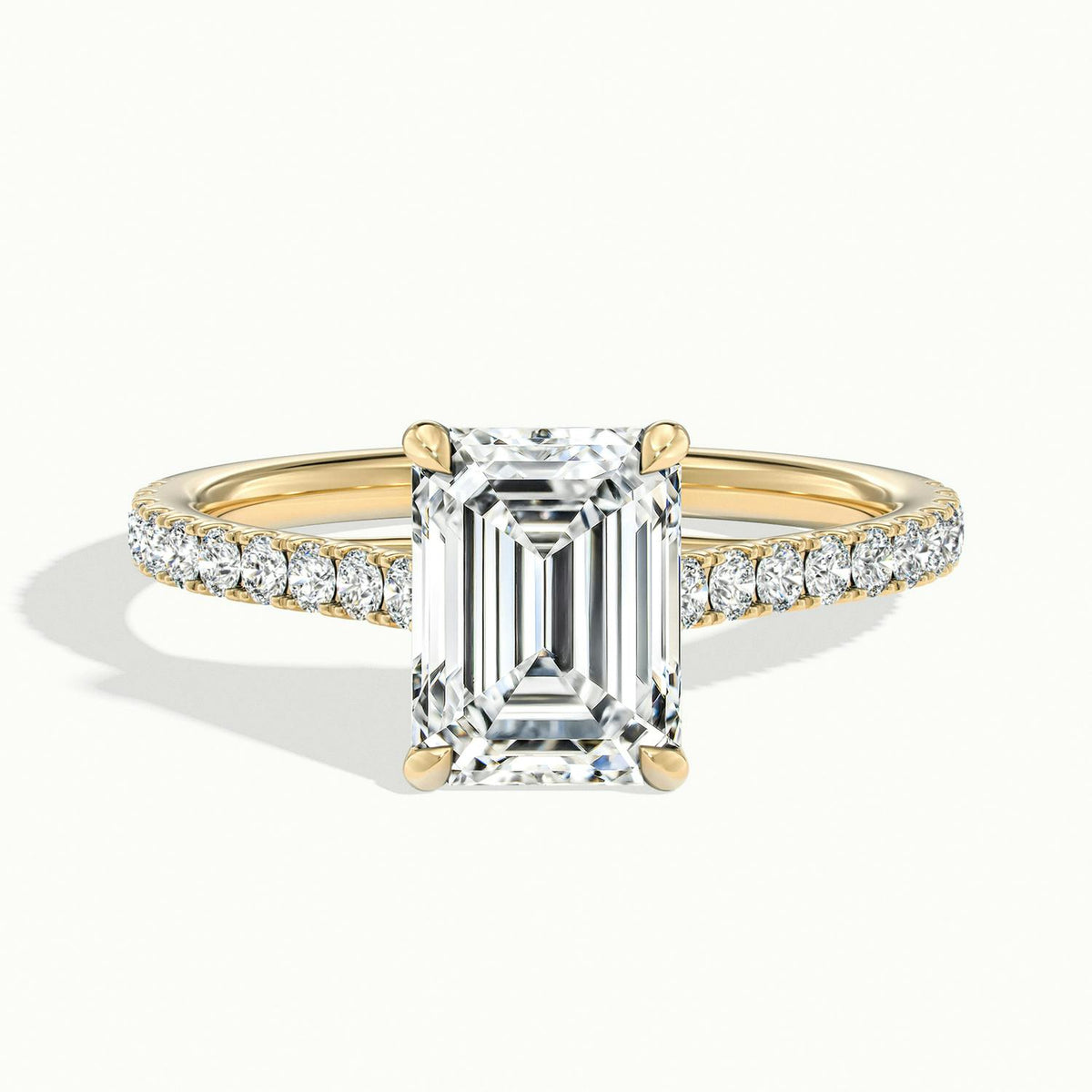 Talia Scallop 3.5 Carat Emerald Lab Grown Diamond Solitaire Engagement Ring in 10K Yellow Gold - view 1