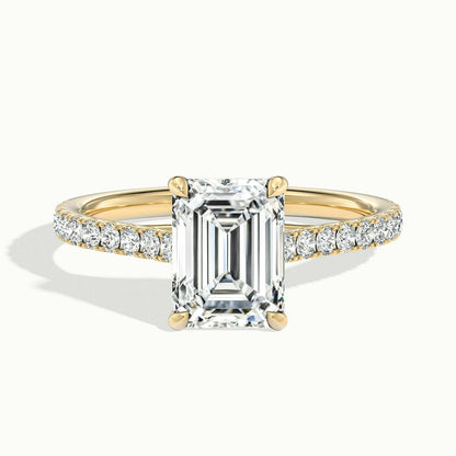 Talia Scallop 3.5 Carat Emerald Lab Grown Diamond Solitaire Engagement Ring in 10K Yellow Gold - view 1
