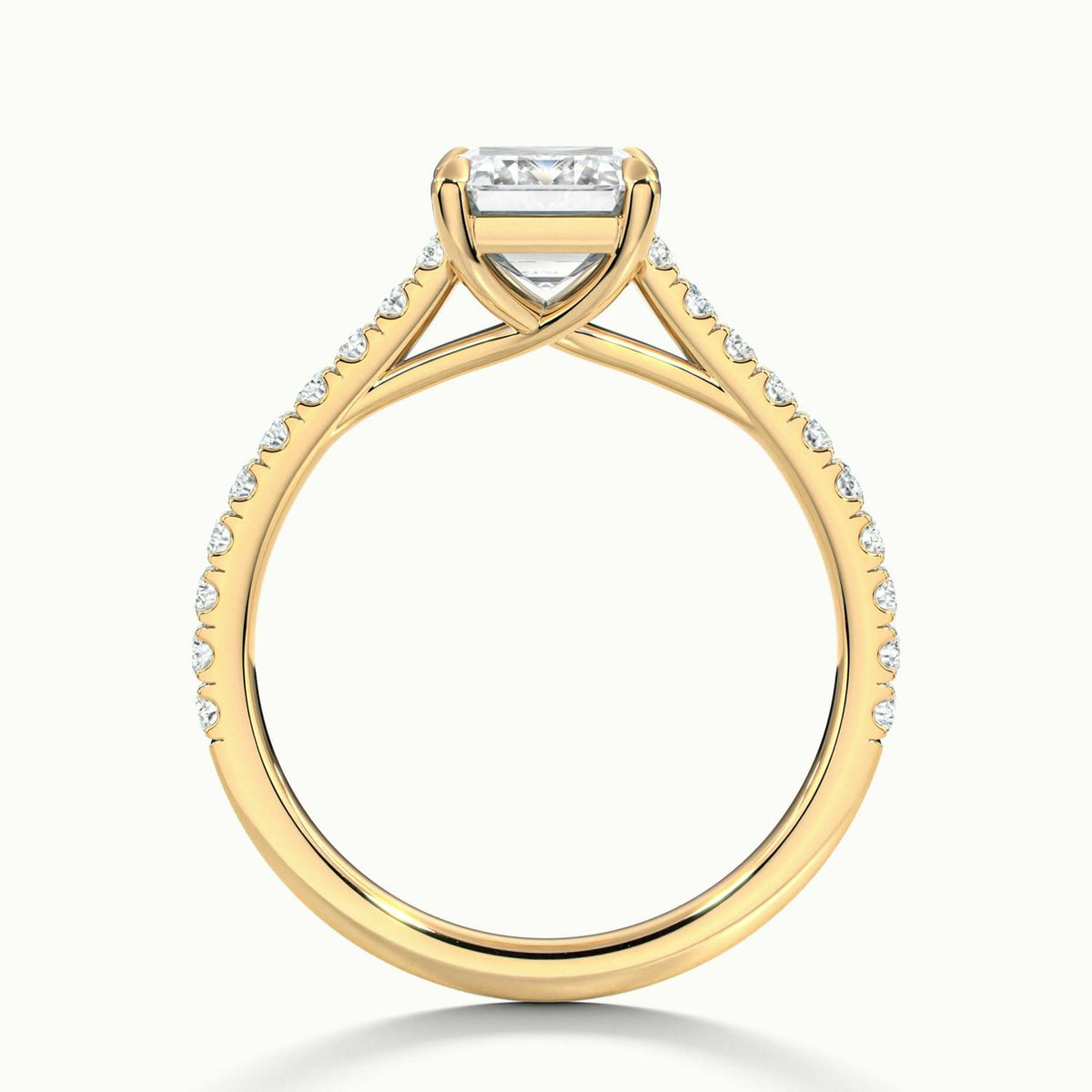 Talia Scallop 3.5 Carat Emerald Lab Grown Diamond Solitaire Engagement Ring in 18K Yellow Gold - view 3