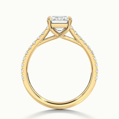 Talia Scallop 3.5 Carat Emerald Lab Grown Diamond Solitaire Engagement Ring in 10K Yellow Gold - view 3
