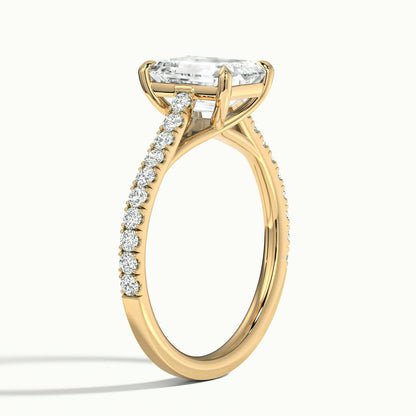Talia Scallop 3.5 Carat Emerald Lab Grown Diamond Solitaire Engagement Ring in 10K Yellow Gold - view 4