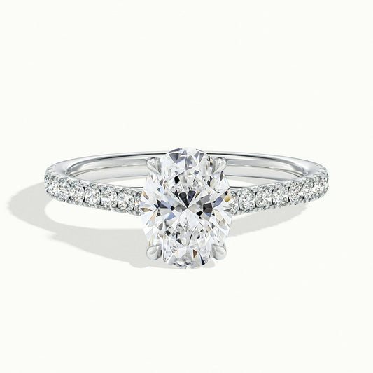 Talia Scallop 4 Carat Oval Lab Grown Diamond Solitaire Engagement Ring in 925 Silver - view 1