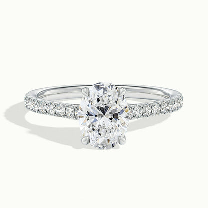 Talia Scallop 2 Carat Oval Lab Grown Diamond Solitaire Engagement Ring in 18K White Gold - view 1