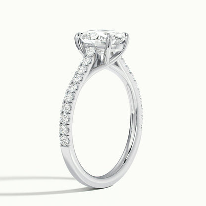 Talia Scallop 2 Carat Oval Lab Grown Diamond Solitaire Engagement Ring in 18K White Gold - view 4