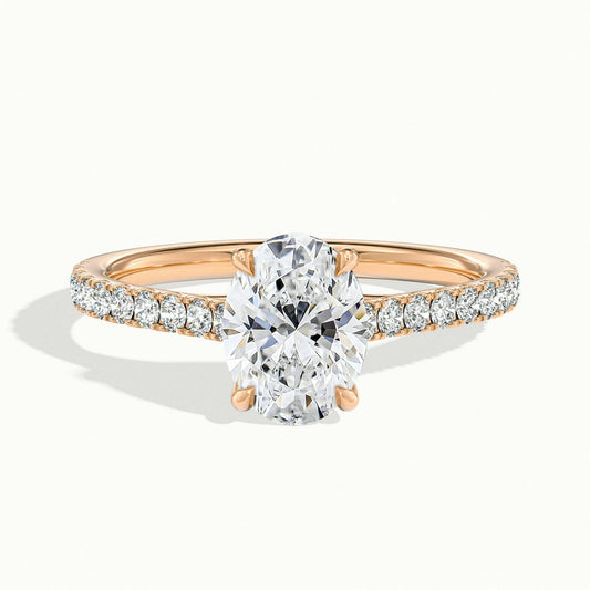 Talia Scallop 2.5 Carat Oval Lab Grown Diamond Solitaire Engagement Ring in 10K Rose Gold - view 1