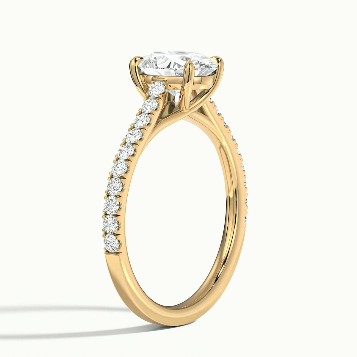 Talia Scallop 3 Carat Oval Lab Grown Diamond Solitaire Engagement Ring in 18K Yellow Gold - view 4