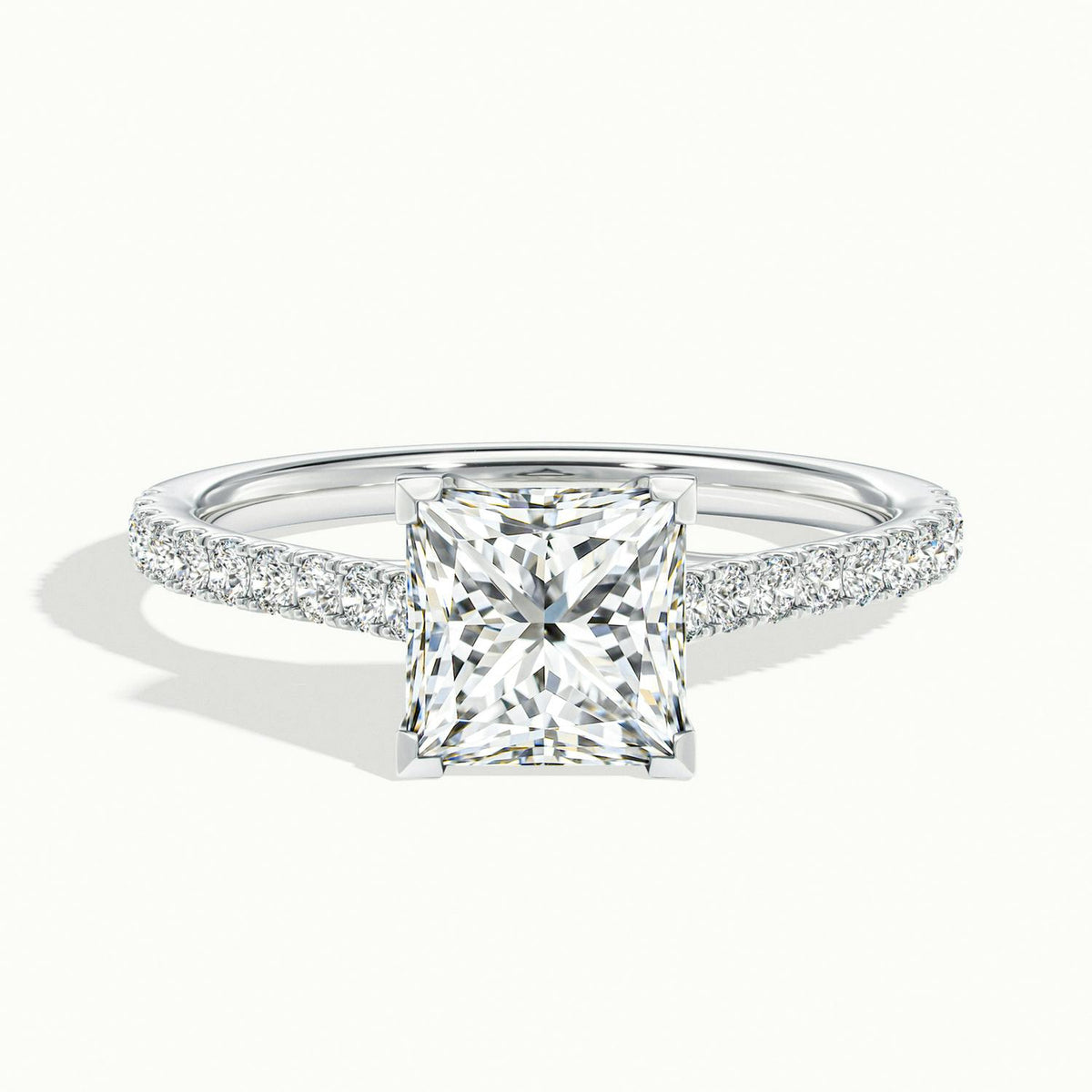 Talia Scallop 3 Carat Princess Lab Grown Diamond Solitaire Engagement Ring in 925 Silver - view 1