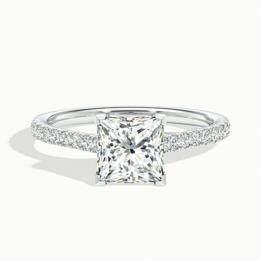 Talia Scallop 3 Carat Princess Lab Grown Diamond Solitaire Engagement Ring in Platinum - view 1