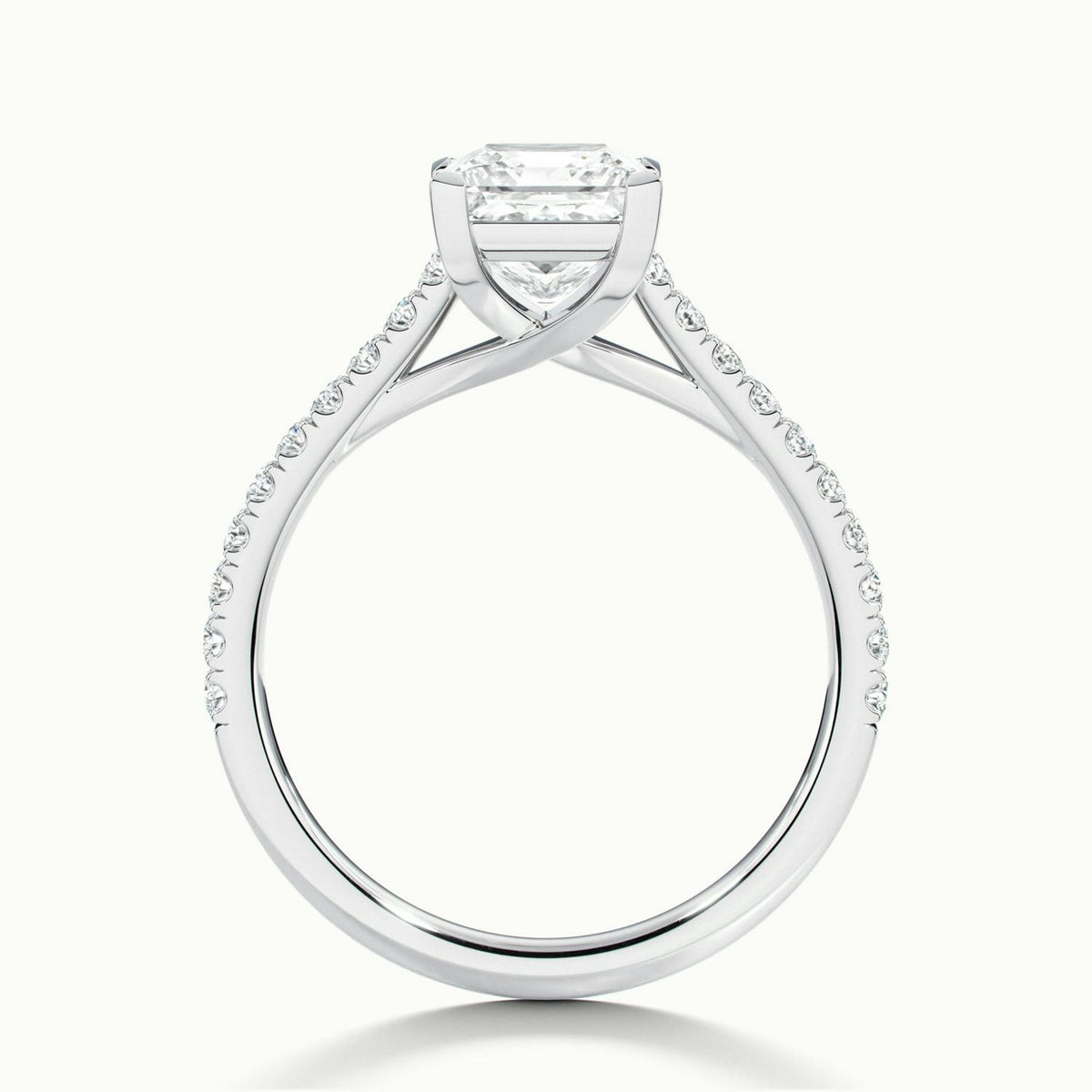 Talia Scallop 3 Carat Princess Lab Grown Diamond Solitaire Engagement Ring in 925 Silver - view 3