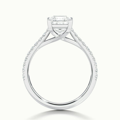 Talia Scallop 3 Carat Princess Lab Grown Diamond Solitaire Engagement Ring in 925 Silver - view 3