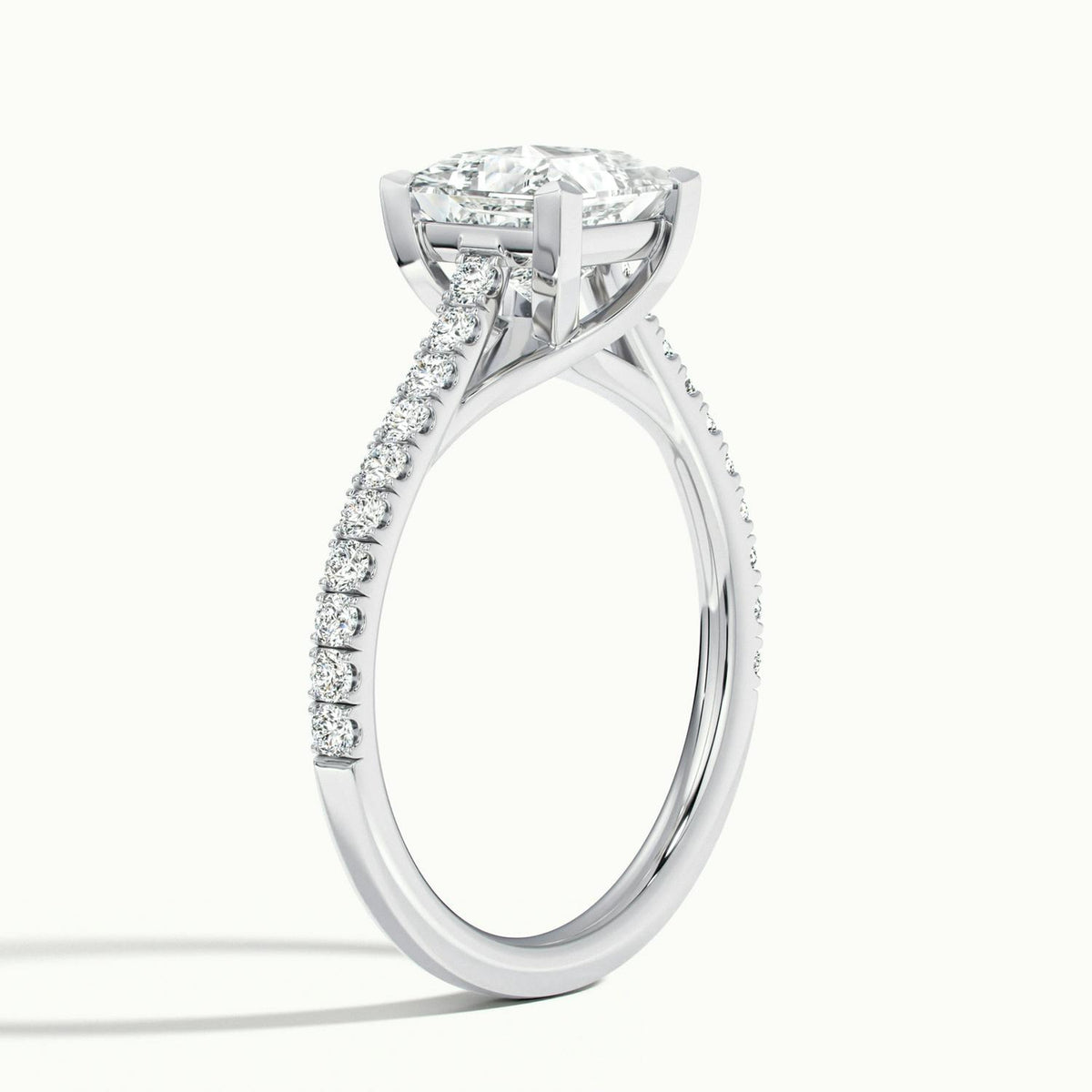 Talia Scallop 3 Carat Princess Lab Grown Diamond Solitaire Engagement Ring in 925 Silver - view 4