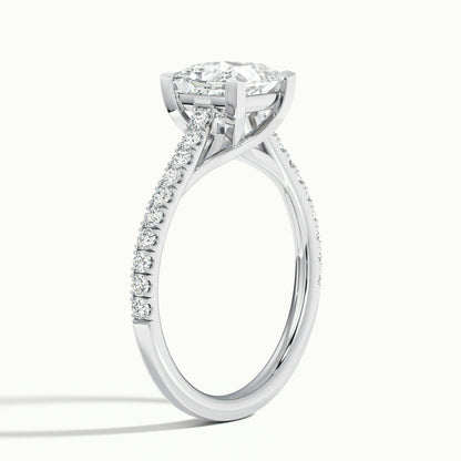 Talia Scallop 3 Carat Princess Lab Grown Diamond Solitaire Engagement Ring in 925 Silver - view 4