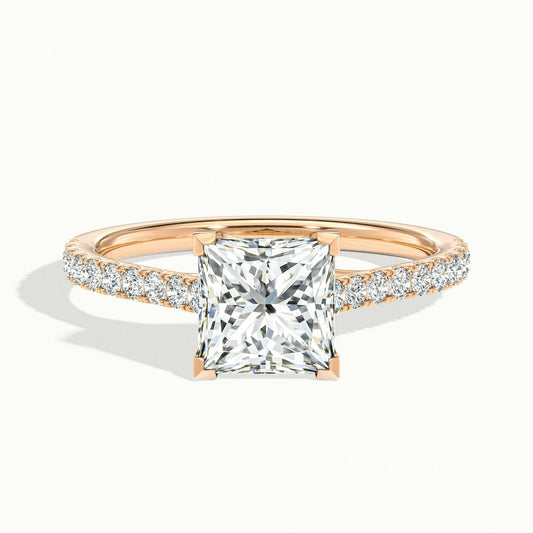 Talia Scallop 4.5 Carat Princess Lab Grown Diamond Solitaire Engagement Ring in 14K Rose Gold - view 1