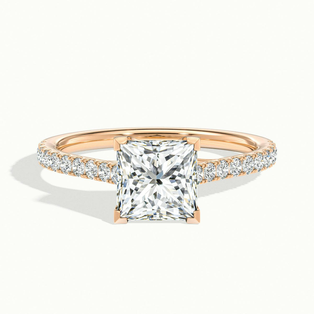 Talia Scallop 1 Carat Princess Lab Grown Diamond Solitaire Engagement Ring in 14K Rose Gold - view 1