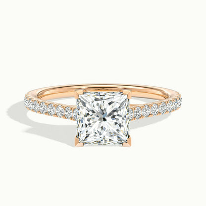 Talia Scallop 1 Carat Princess Lab Grown Diamond Solitaire Engagement Ring in 14K Rose Gold - view 1