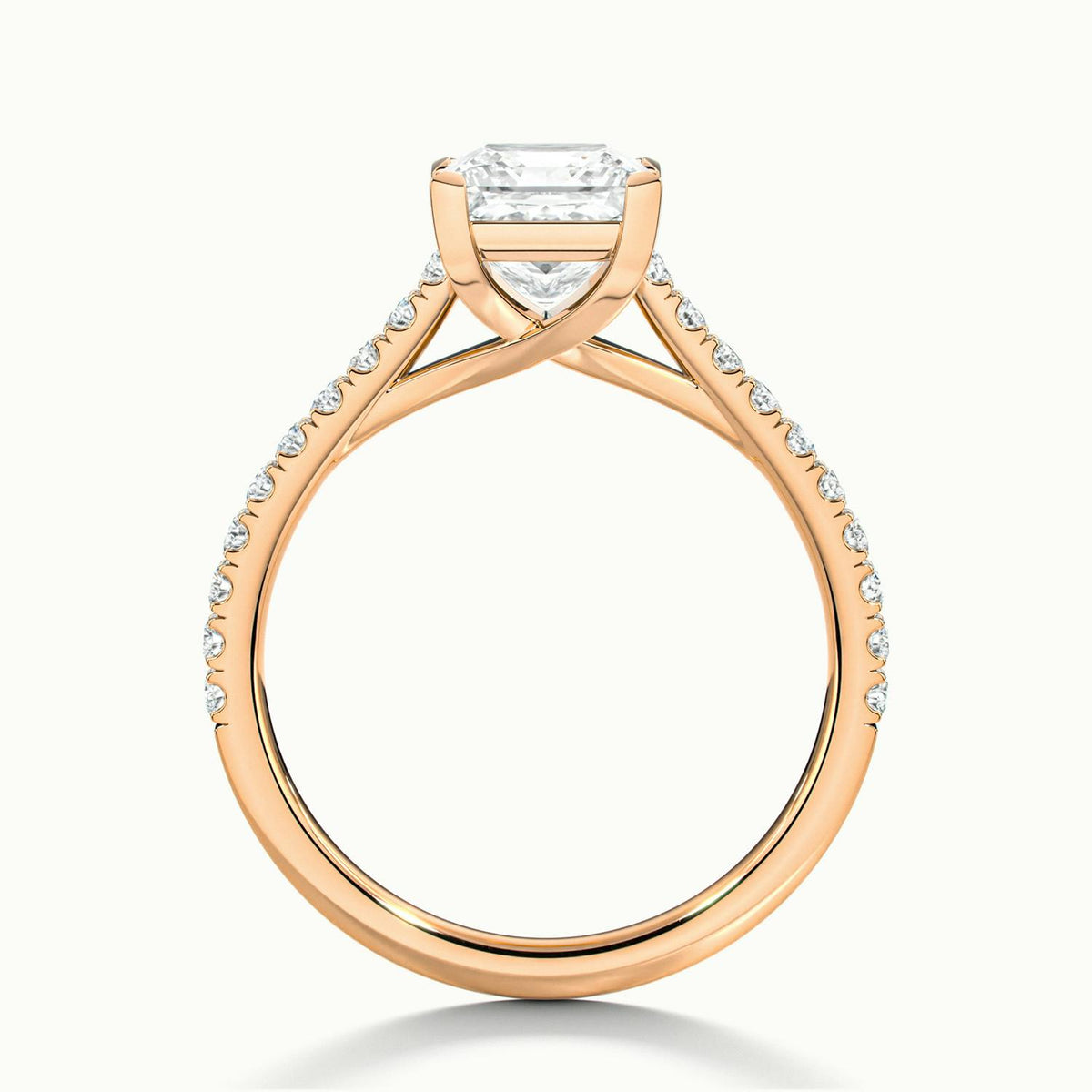 Talia Scallop 1 Carat Princess Lab Grown Diamond Solitaire Engagement Ring in 14K Rose Gold - view 3