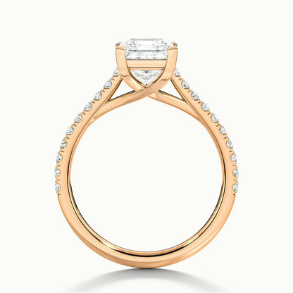Talia Scallop 1 Carat Princess Lab Grown Diamond Solitaire Engagement Ring in 14K Rose Gold - view 3