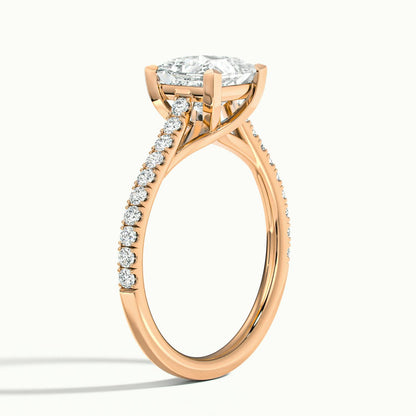 Talia Scallop 1 Carat Princess Lab Grown Diamond Solitaire Engagement Ring in 14K Rose Gold - view 4