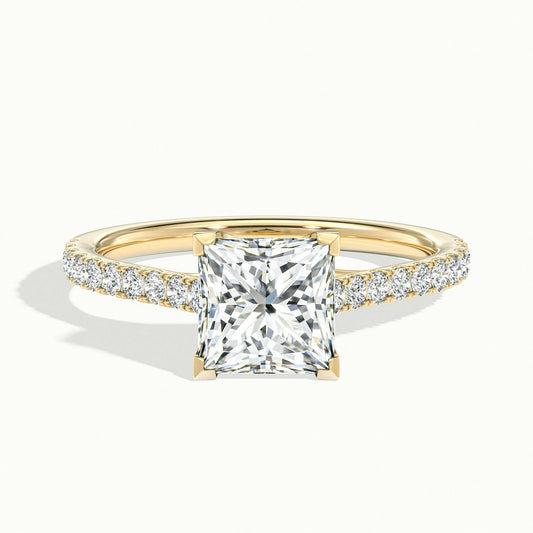 Talia Scallop 3.5 Carat Princess Lab Grown Diamond Solitaire Engagement Ring in 18K Yellow Gold - view 1