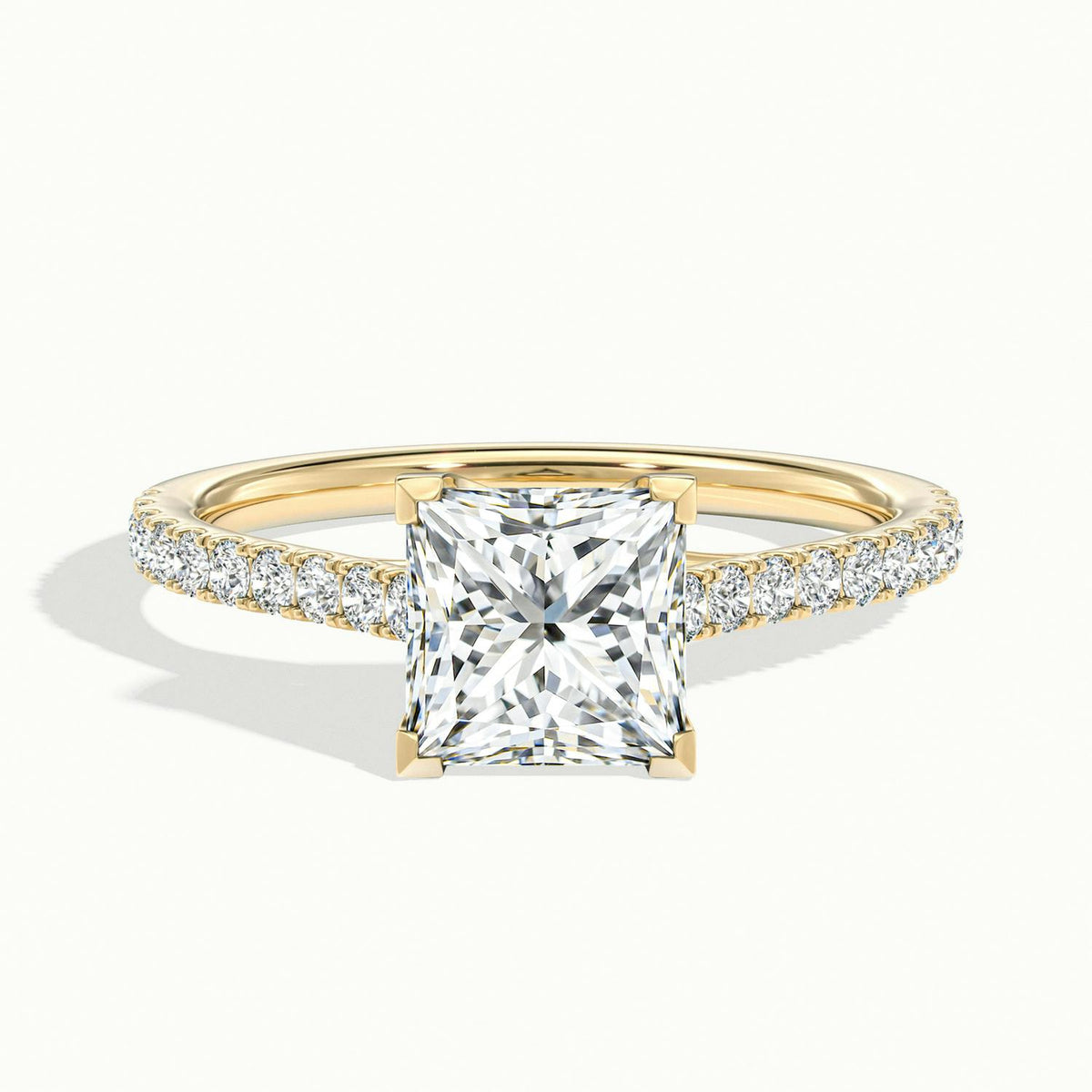 Talia Scallop 2 Carat Princess Lab Grown Diamond Solitaire Engagement Ring in 18K Yellow Gold - view 1