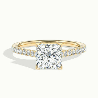 Talia Scallop 2 Carat Princess Lab Grown Diamond Solitaire Engagement Ring in 18K Yellow Gold - view 1
