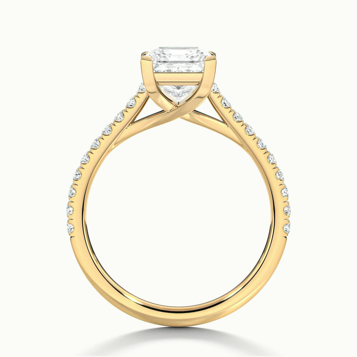 Talia Scallop 2 Carat Princess Lab Grown Diamond Solitaire Engagement Ring in 18K Yellow Gold - view 3