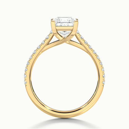 Talia Scallop 2 Carat Princess Lab Grown Diamond Solitaire Engagement Ring in 18K Yellow Gold - view 3