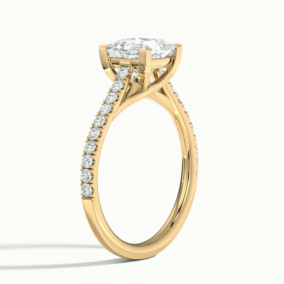 Talia Scallop 2 Carat Princess Lab Grown Diamond Solitaire Engagement Ring in 18K Yellow Gold - view 4