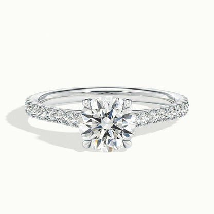 Talia Scallop 2 Carat Round Lab Grown Diamond Solitaire Engagement Ring in 14K White Gold - view 1