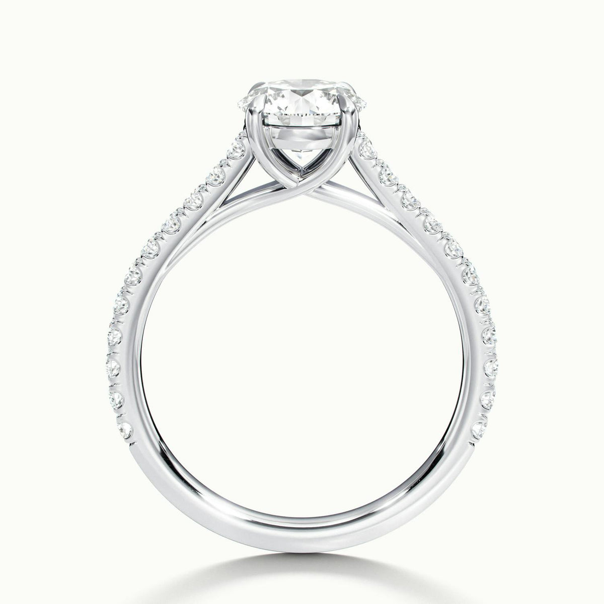 Talia Scallop 2 Carat Round Lab Grown Diamond Solitaire Engagement Ring in 14K White Gold - view 3