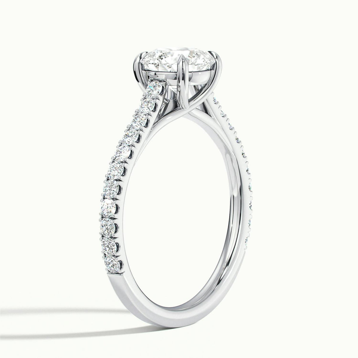 Talia Scallop 2 Carat Round Lab Grown Diamond Solitaire Engagement Ring in 18K White Gold - view 4
