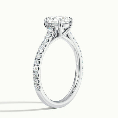 Talia Scallop 2 Carat Round Lab Grown Diamond Solitaire Engagement Ring in 14K White Gold - view 4