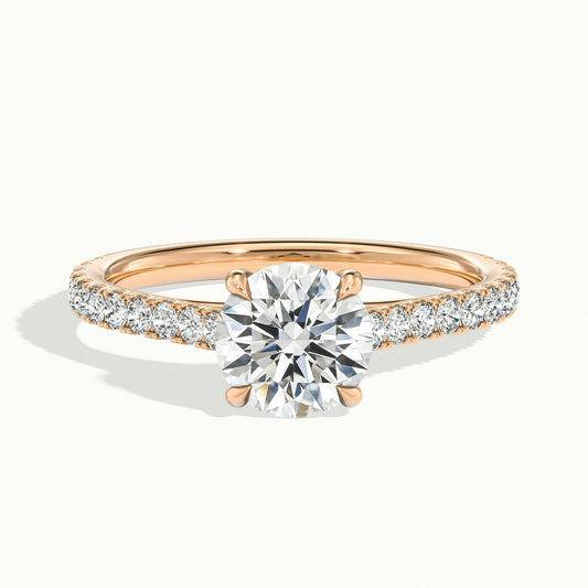 Talia Scallop 3 Carat Round Lab Grown Diamond Solitaire Engagement Ring in 14K Rose Gold - view 1