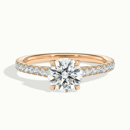 Talia Scallop 1 Carat Round Lab Grown Diamond Solitaire Engagement Ring in 18K Rose Gold - view 1