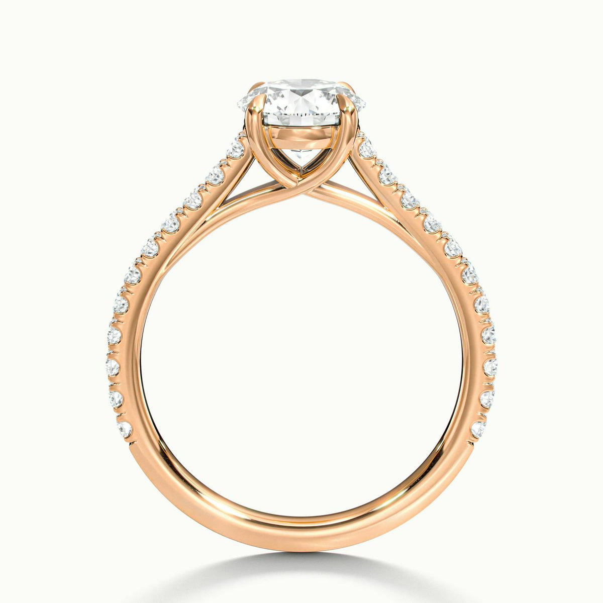 Talia Scallop 1 Carat Round Lab Grown Diamond Solitaire Engagement Ring in 18K Rose Gold - view 3