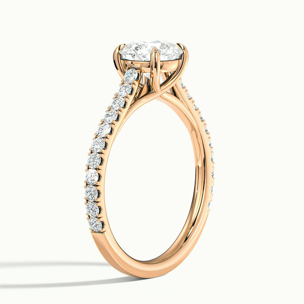 Talia Scallop 1 Carat Round Lab Grown Diamond Solitaire Engagement Ring in 18K Rose Gold - view 4