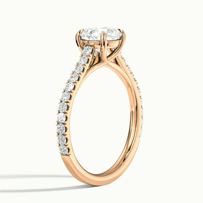 Talia Scallop 1 Carat Round Lab Grown Diamond Solitaire Engagement Ring in 18K Rose Gold - view 4