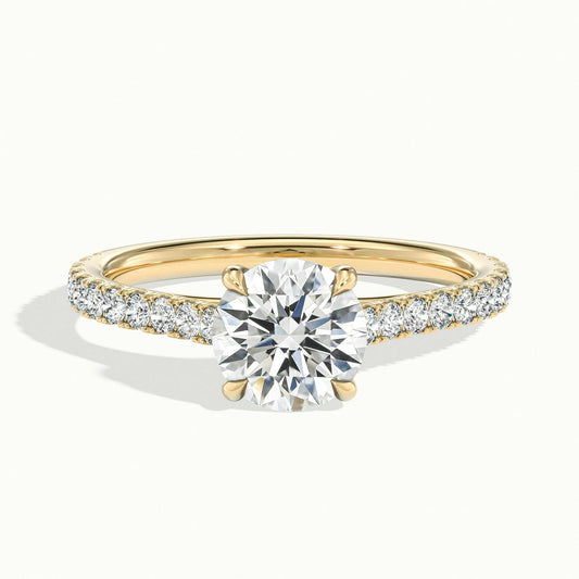 Talia Scallop 3.5 Carat Round Lab Grown Diamond Solitaire Engagement Ring in 18K Yellow Gold - view 1