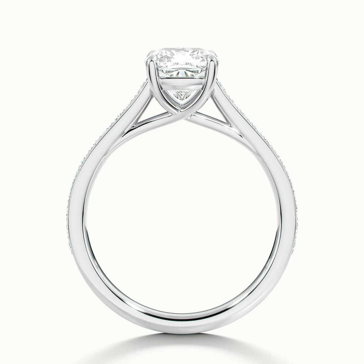 Talia Pavé 1 Carat Cushion Lab Grown Diamond Side Stone Engagement Ring in 925 Silver - view 3
