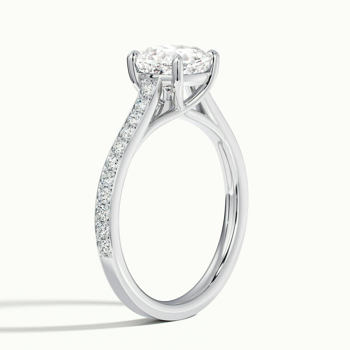 Talia Pavé 1 Carat Cushion Lab Grown Diamond Side Stone Engagement Ring in 925 Silver - view 4