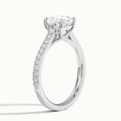 Talia Pavé 1 Carat Cushion Lab Grown Diamond Side Stone Engagement Ring in 925 Silver - view 4