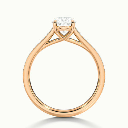 Talia Pavé 2.5 Carat Oval Lab Grown Diamond Side Stone Engagement Ring in 18K Rose Gold - view 3