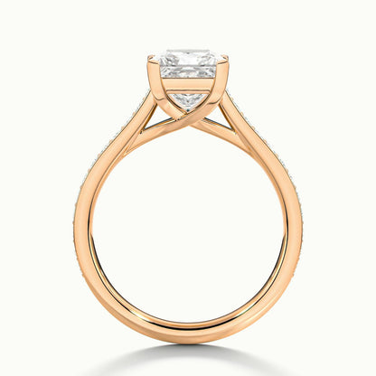 Talia Pavé 1 Carat Princess Lab Grown Diamond Side Stone Engagement Ring in 18K Rose Gold - view 3